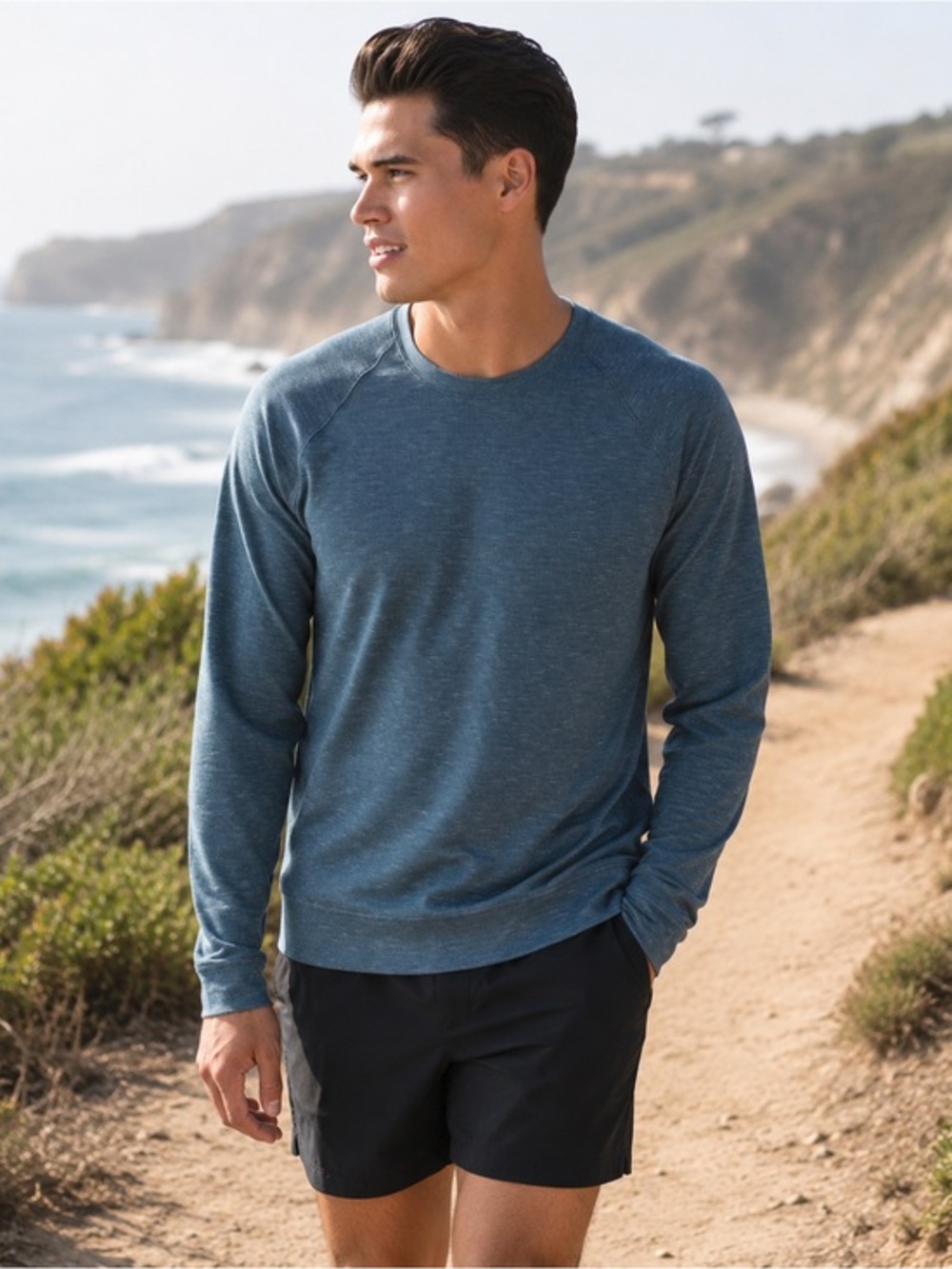 Lululemon Slitstream Long Sleeve Crew Iron Blue Mercury Luon Pique Men’s S